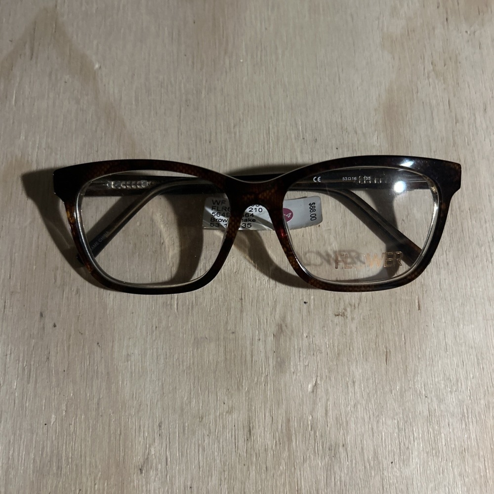 Flower FLR6005 231 Brown Eyeglass Frames 52 16 135 NWT $88 MSRP